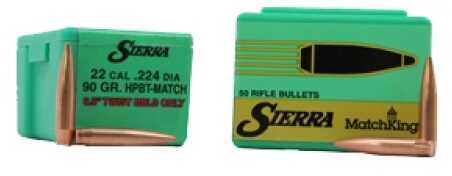 Sierra Matchking 22 Caliber 90 Grain Boat Tail Hollow Point Bullet 50/Box Md: 1490