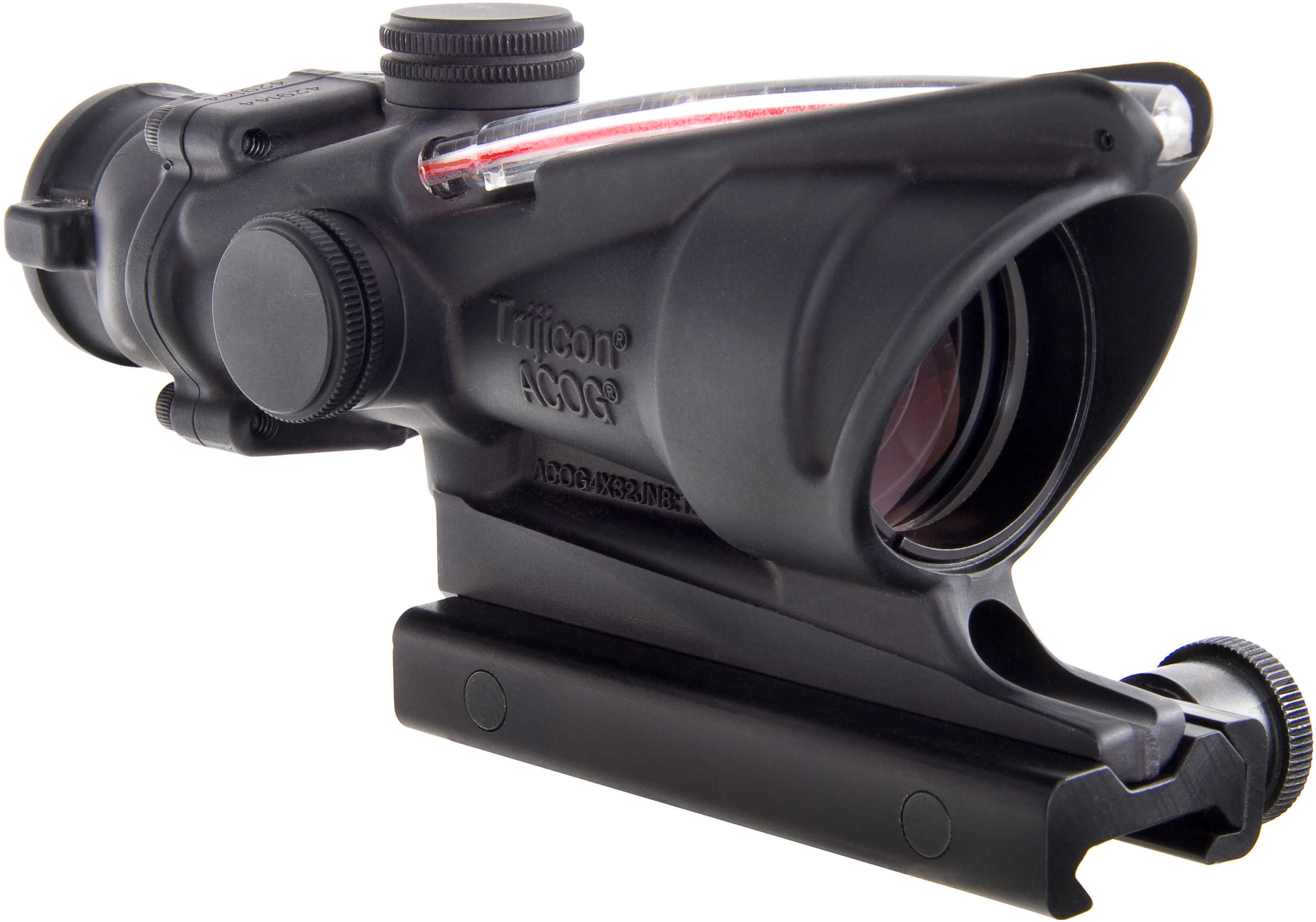 Trijicon 100215 ACOG 4x 32mm Obj 36.8 ft @ 100 yds FOV Black Matte Finish Dual Illuminated Chevron 223 Ballistic Red