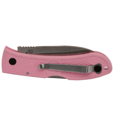 Kabar Dozier Folding Hunter Knife With Pink Zytel Handle & Plain Edge Md: 4062Pk