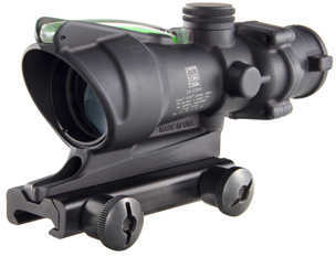 Trijicon 100218 ACOG 4x 32mm Obj 36.8 ft @ 100 yds FOV Black Matte Finish Dual Illuminated Chevron 223 Ballistic Green