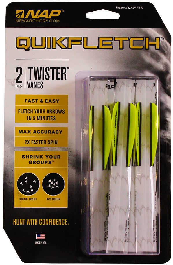 New Archery Quikfletch Twister 6/Pk 1 White / 2 Yellow