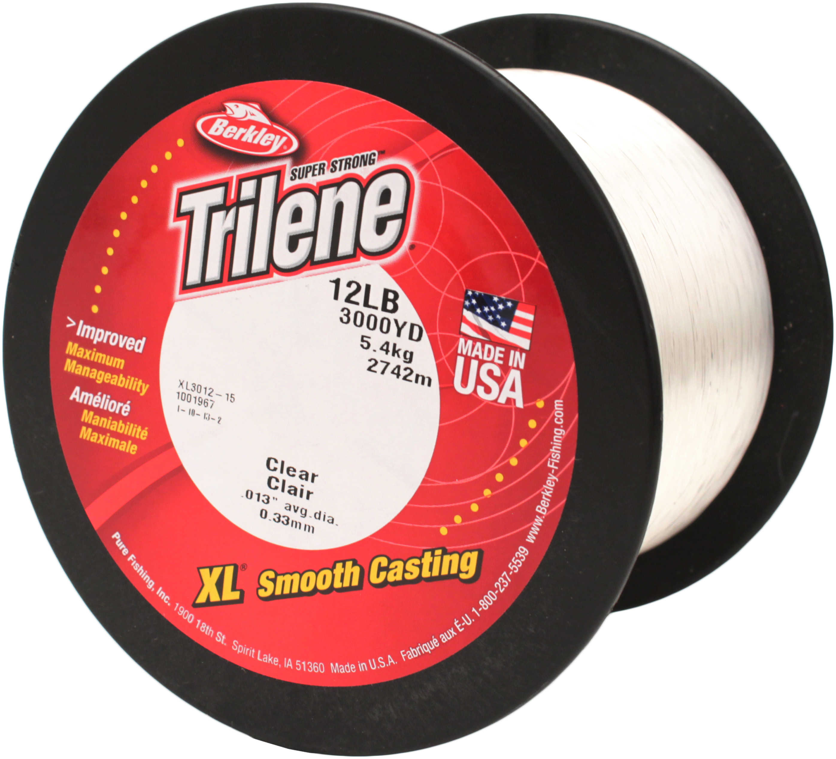 Berkley Trilene Xl Line 3000Yd 12# Clear Md#: Xl3012-15