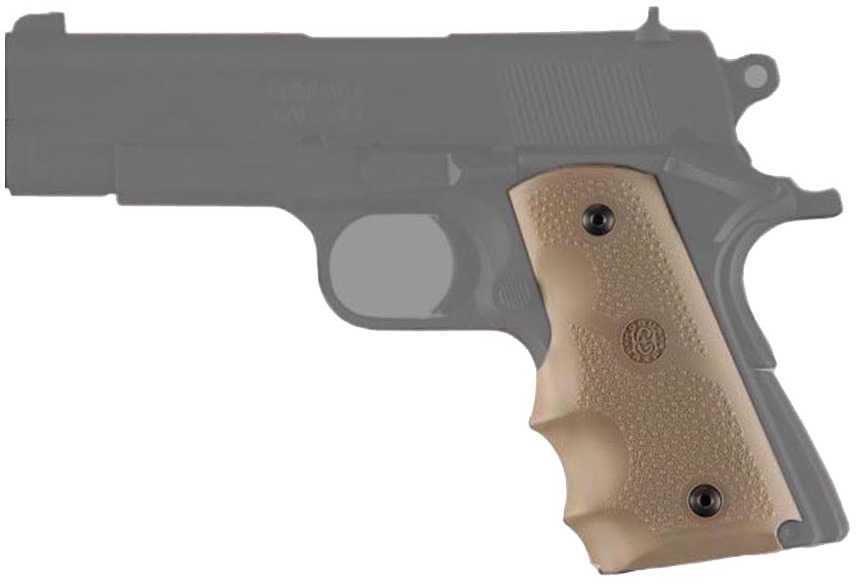 Hogue 43003 1911 Officers Model Rubber Grip W/Finger Grooves Desert Tan