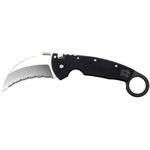 Cold Steel Cs22KFS Tiger Claw 3.50" Folding Hawkbill Serrated Stonewashed American S35VN Blade/6" Matte Black W/Ring G10