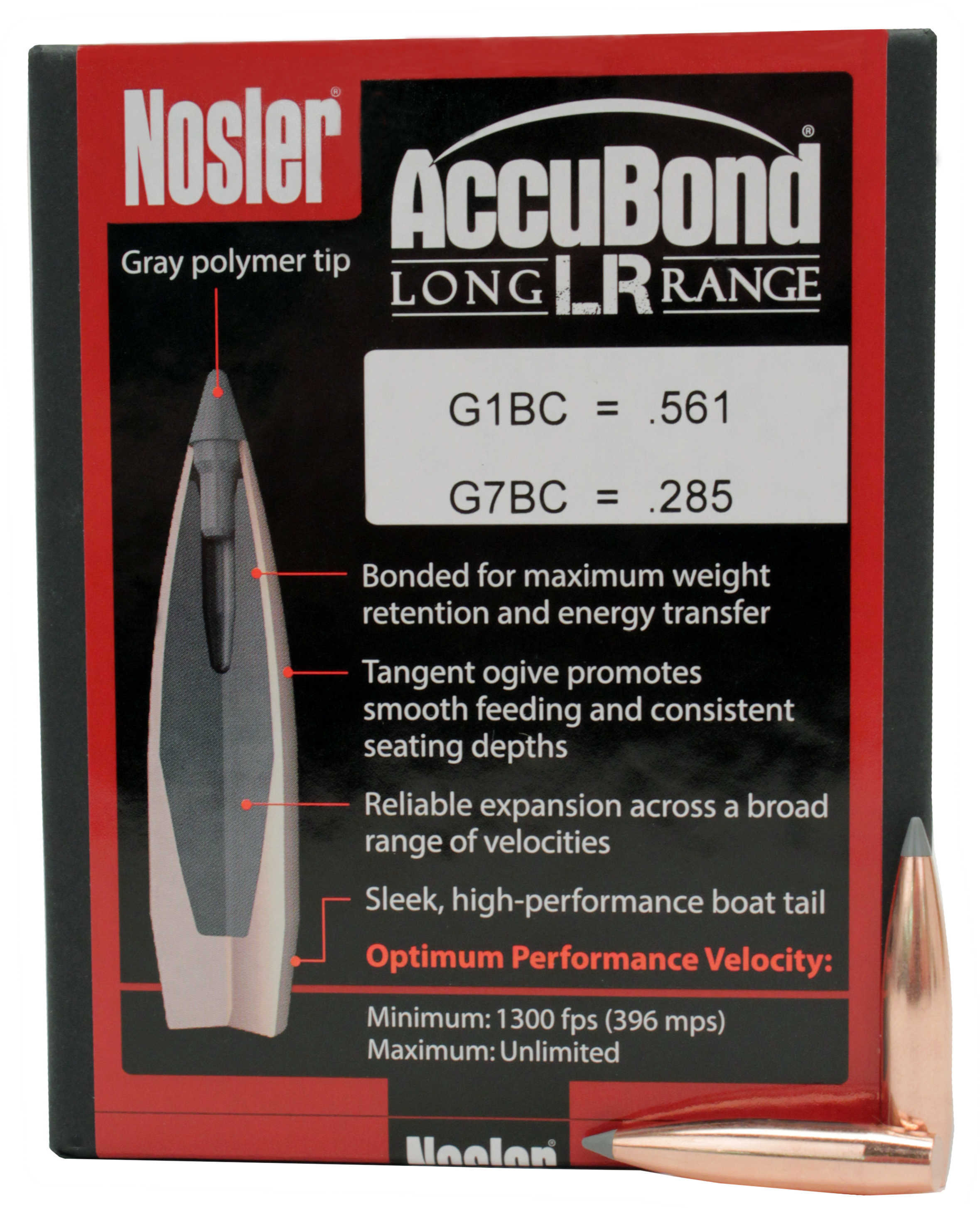 Nosler 58943 Accubond 6.5mm 129 Grains Spitzer 100 Per Box/Rec Hunting