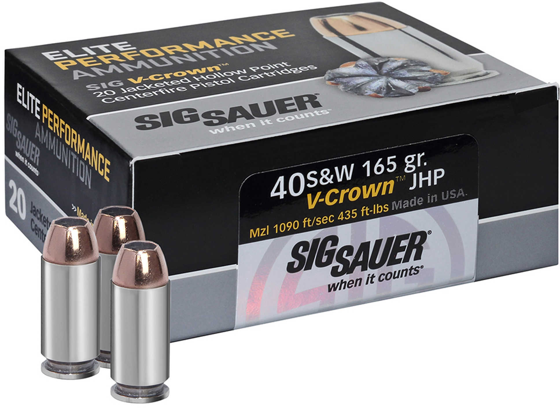 40 S&W 180 Grain Hollow Point 20 Rounds Sig Sauer Ammunition