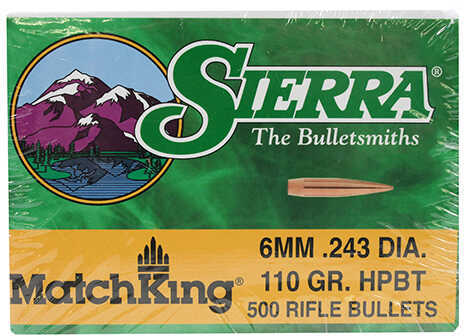 Sierra 1575C MatchKing 6mm .243 110 GR Hollow Point Boat Tail (HPBT) 500 Box