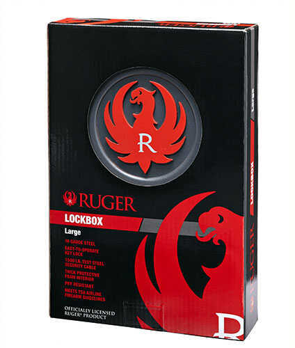 SnapSafe Ruger® Lock Box Large 9.5" x 6.5" 1.75" Weighs lbs Black Finish Key 16 Gauge Steel Cable Included 7520