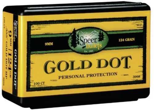 Speer Bullets 3998 Gold Dot Personal Protection 9mm .355 124 GR Hollow Point (HP) 100 Box