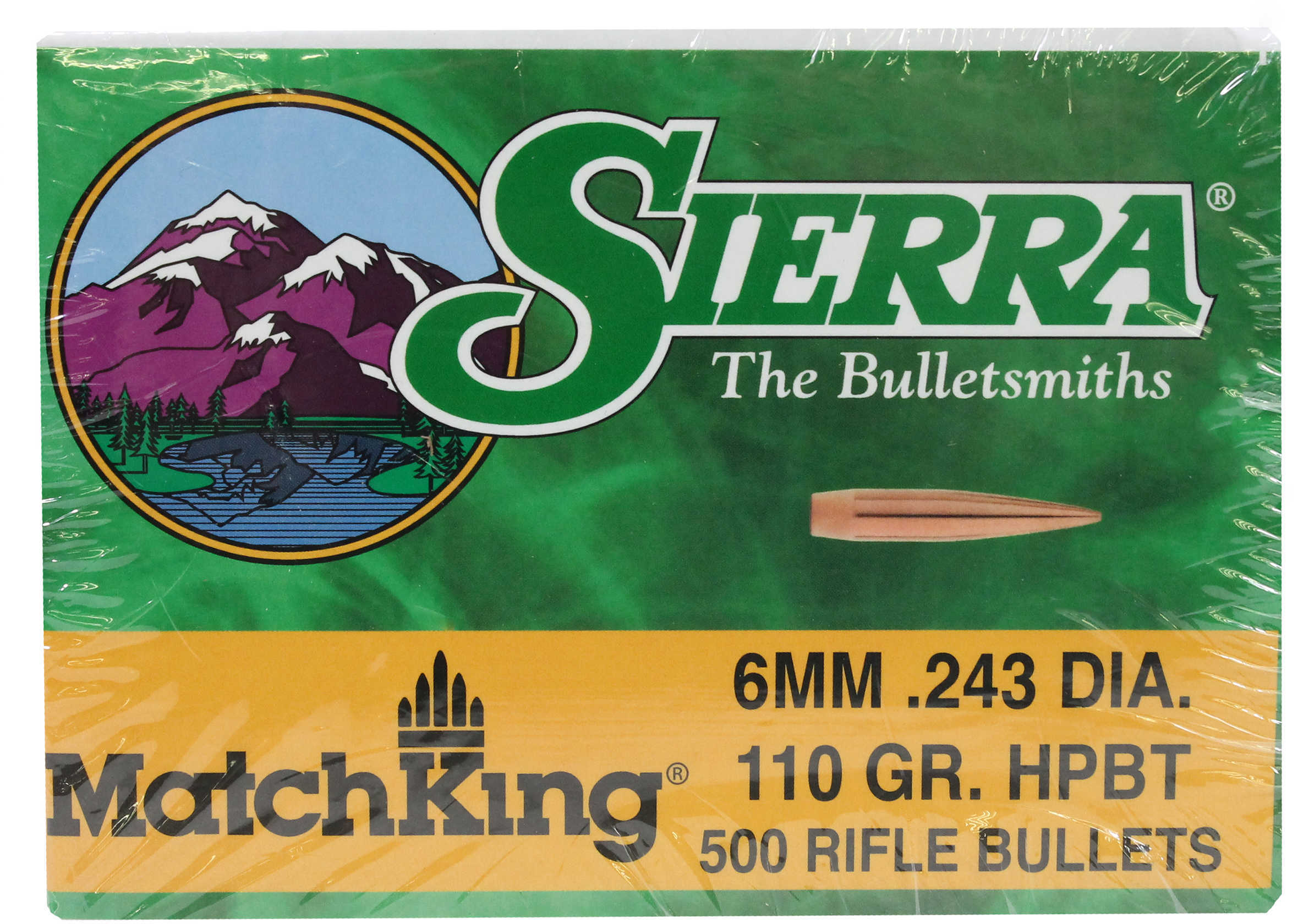 Sierra 1575C MatchKing 6mm .243 110 GR Hollow Point Boat Tail (HPBT) 500 Box