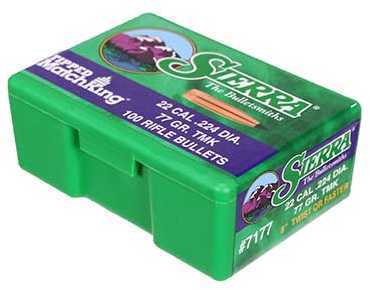 Sierra 7177 Tipped MatchKing 22 Caliber .224 77 GR 100 Box