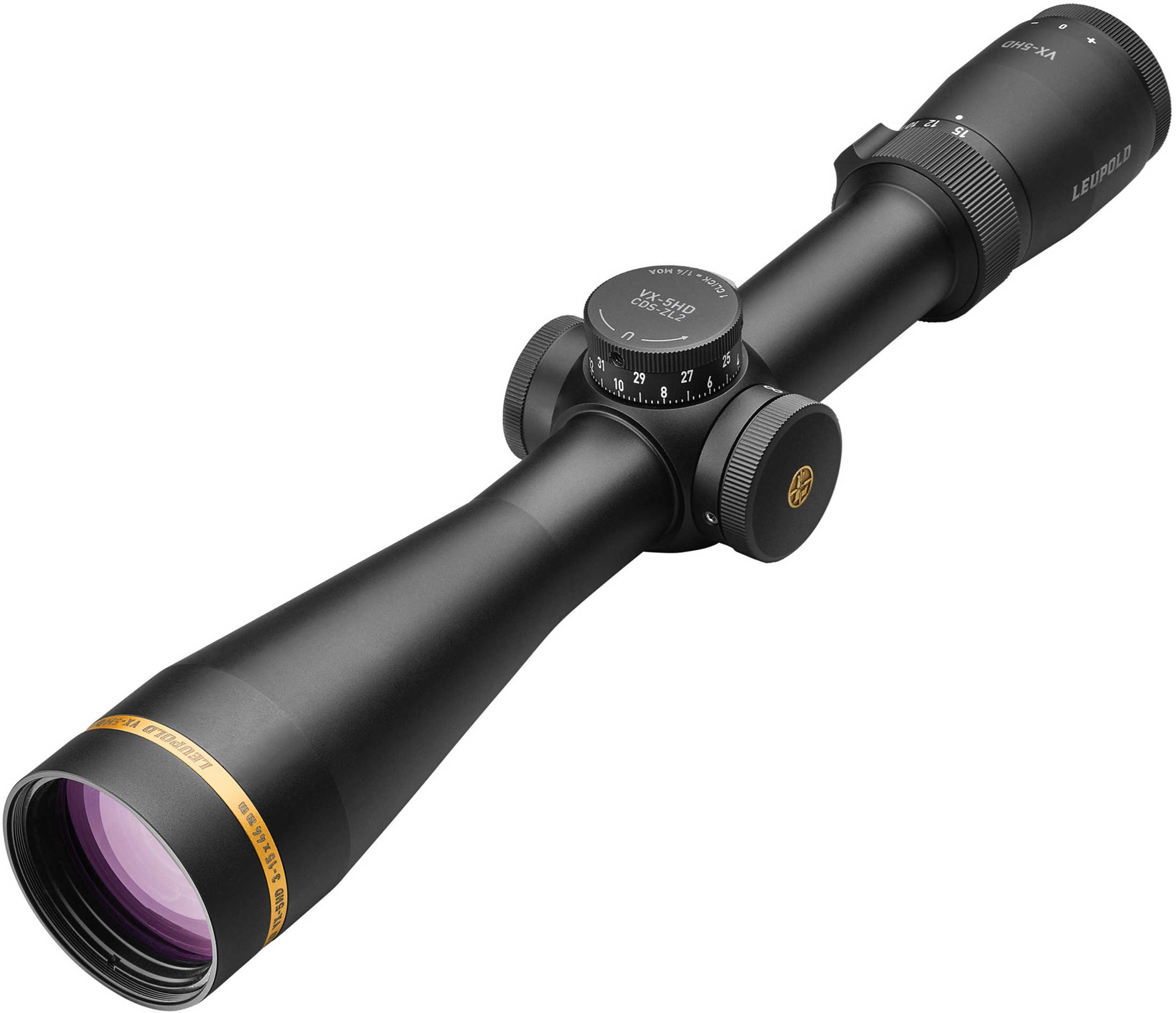 Leupold 171715 VX-5HD CDS 3-15x 44mm Obj 38.30-7.90 ft @ 100 yds FOV 30mm Tube Black Matte Finish Wind-Plex (SFP)