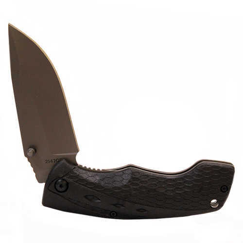 Old Timer 2147OTCP Copperhead 3.44" Folding Drop Point Plain 7Cr17MoV High Carbon SS Blade Black Rubber Snakes