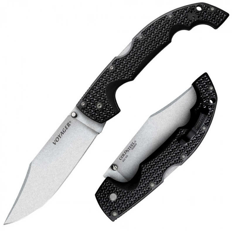 Cold Steel Cs-29AXC Voyager Xl Clip Point 5.50" Folding Plain AUS 10A Blade Black Griv-Ex Handle