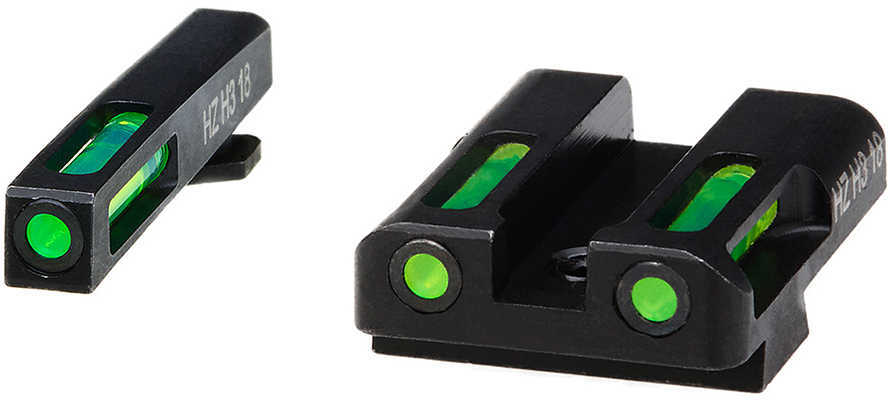 Hiviz GLN329 LiteWave H3 Front And Rear Sight for Glock 45ACP/10MM Green W/White Outline Black