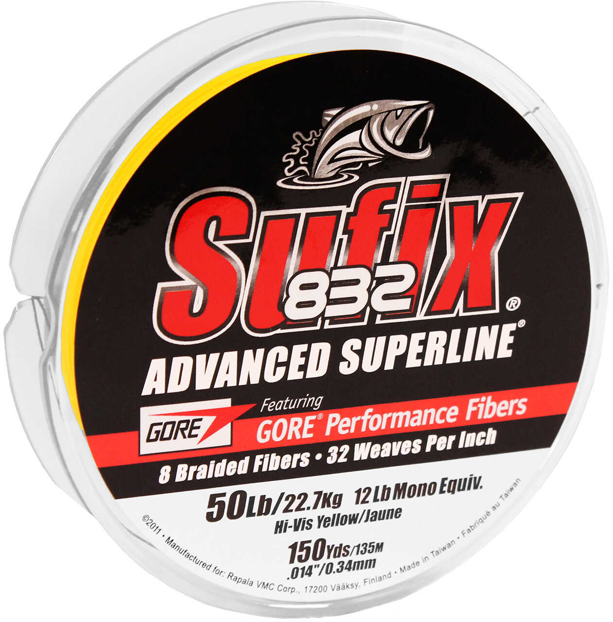 Sufix 832&reg; Advanced Superline&reg; Braid - 10lb - Hi-Vis Yellow - 300 yds