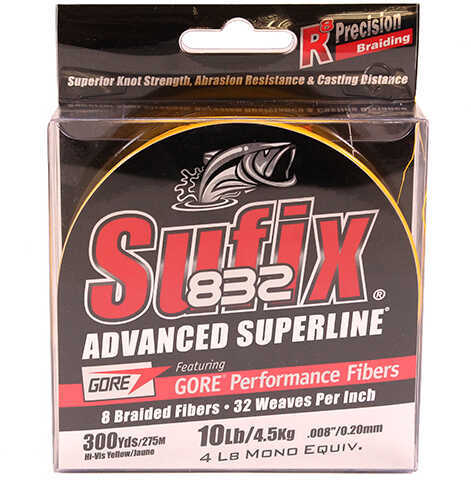 Sufix 832&reg; Advanced Superline&reg; Braid - 10lb - Hi-Vis Yellow - 300 yds