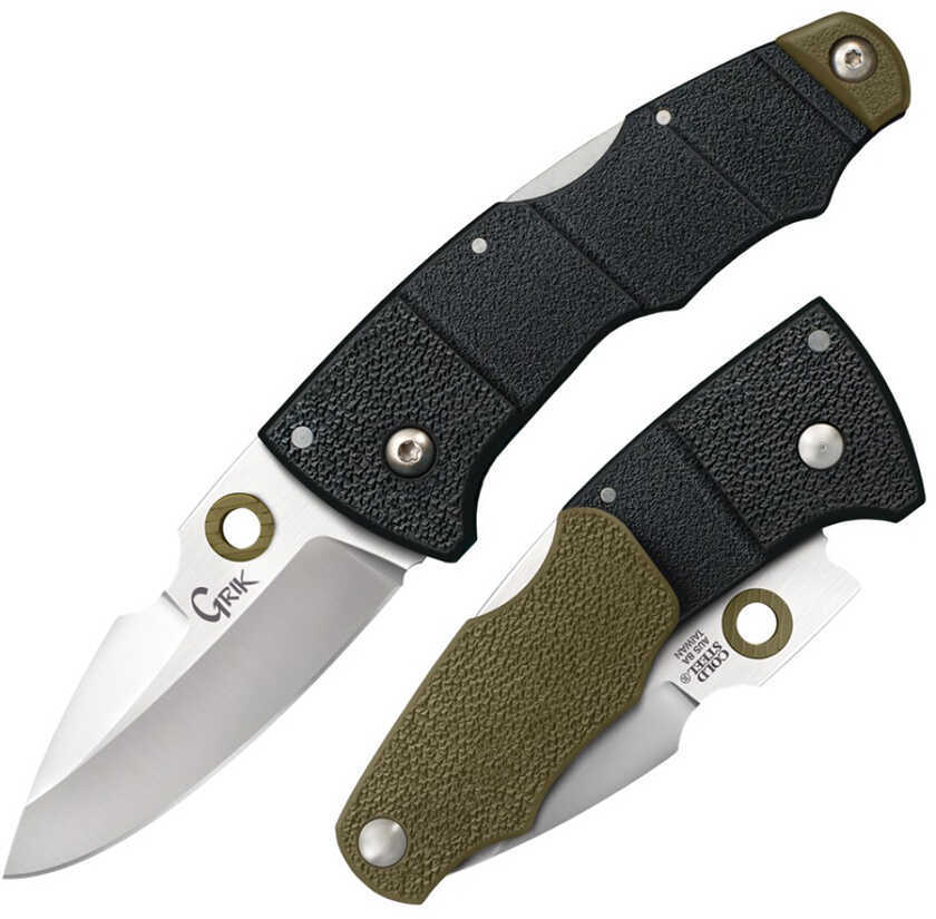 Cold Steel Cs-28E Grik 3" Folding Plain AUS 8A Blade FRN Black/OD Green Handle