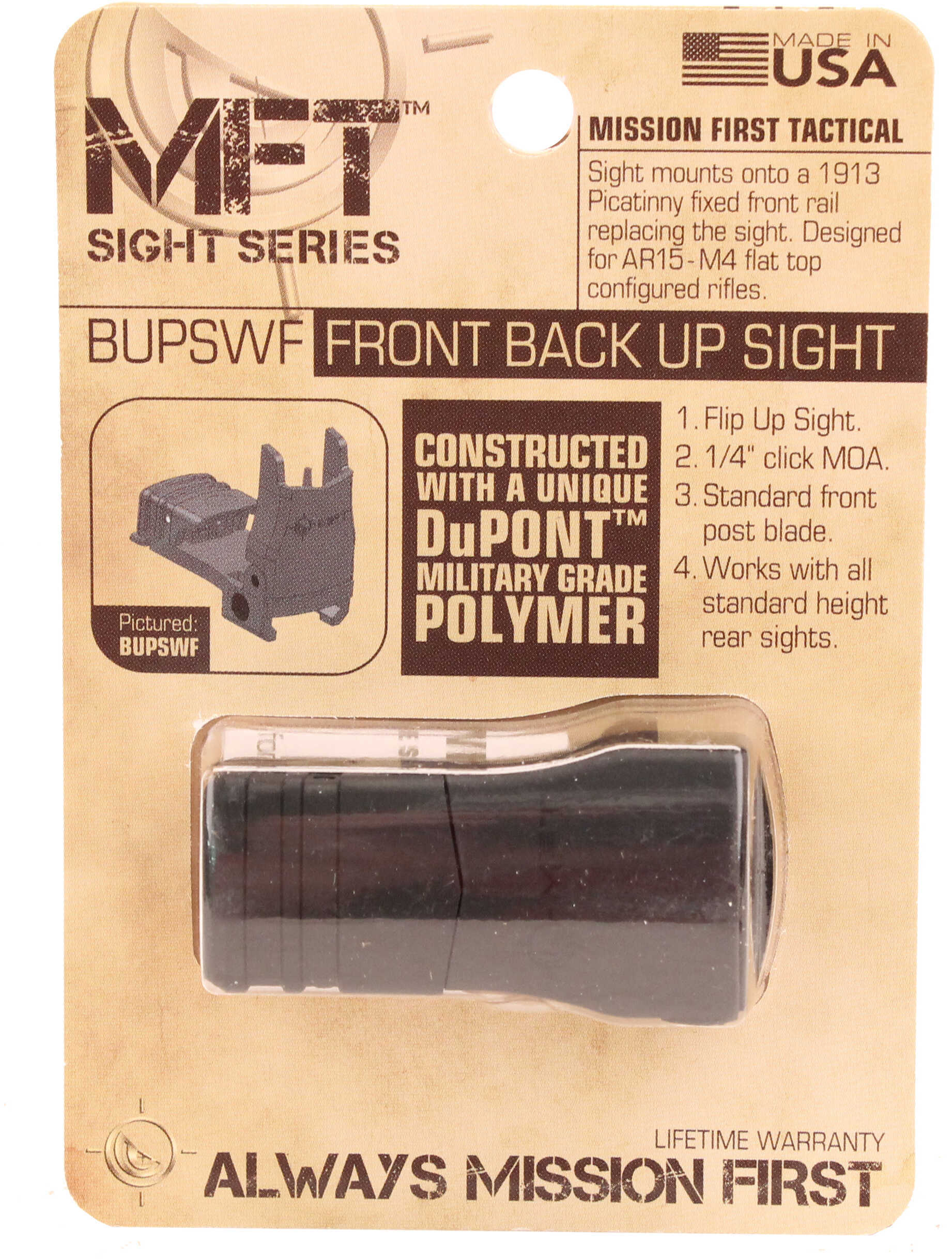 Mission First Tactical Front Back Up Polymer Sight Black