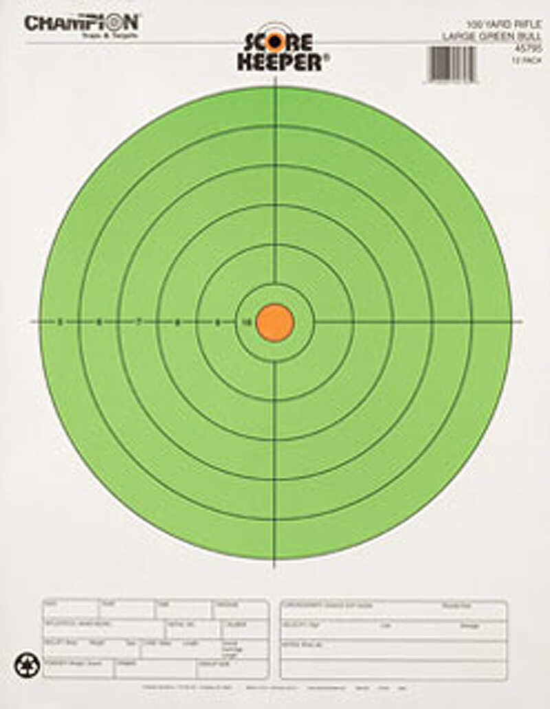 Champion Targets 45795 Score Keeper Bullseye 100 yds Rifle Large Fluorescent Green & Orange 12 Pk