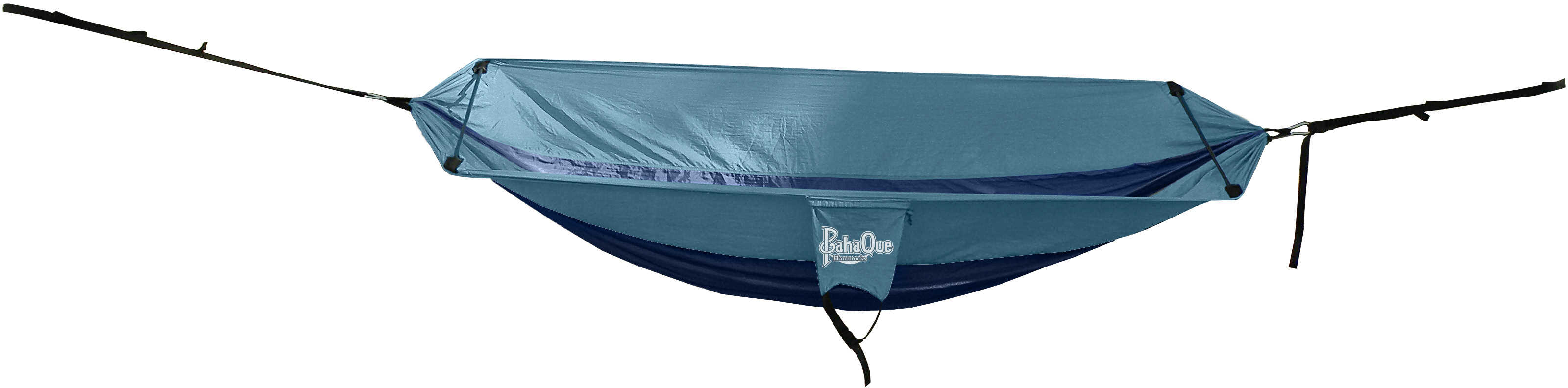 PahaQue Single Hammock Navy Light Blue with Spreader Bar