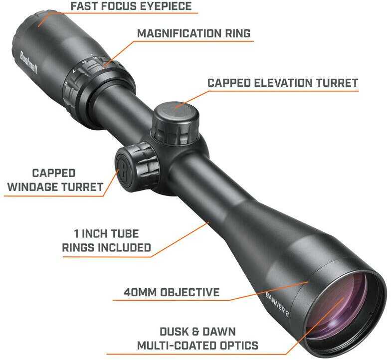 Bushnell Scope Banner 2 3-9x40 Bdc 5" Eer With Rings Black