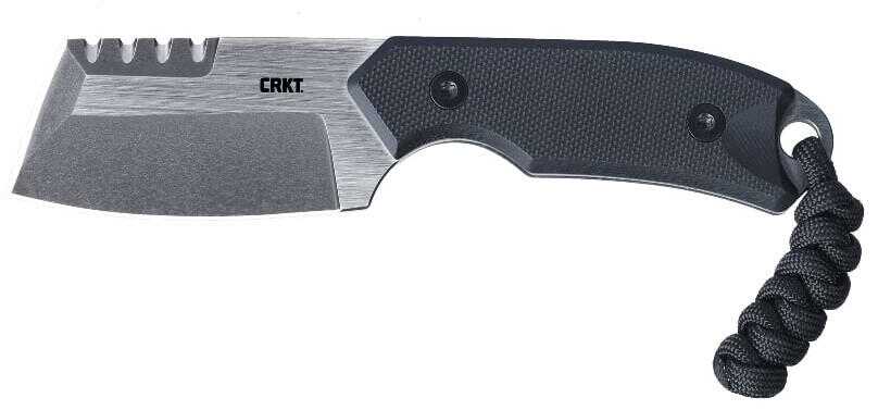 CRKT 4036 Razel Compact 2.32" Fixed Plain/Top Veff Serrations Brushed Stonewashed D2 Steel Blade/Black G10 Handle Includ