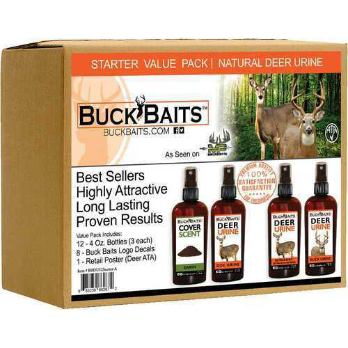 Buck Baits Starter Kit Doe/ Estrus Max/ Buck/ Earth Cover 3 oz. ea. Model: BBDU12Starter-A