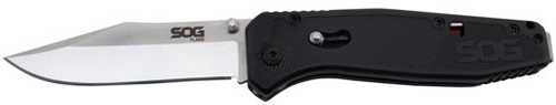 S.O.G SOG-Fla1001- Flare 3.50" Folding Plain Clip Point Satin Polished/Black Grn Handle