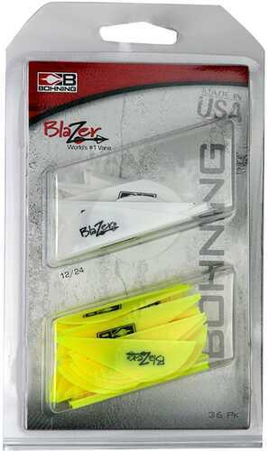 Bohning Blazer Vane Combo White/Neon Yellow 36 pk. Model: 101050WH/NY