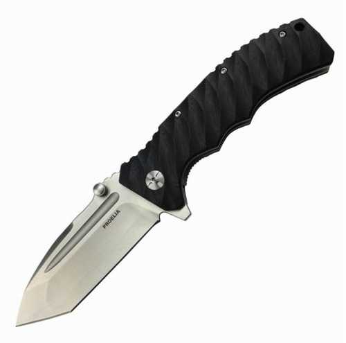 Proelia TX010 Folder 4in Silver Tanto Blade Black G-10