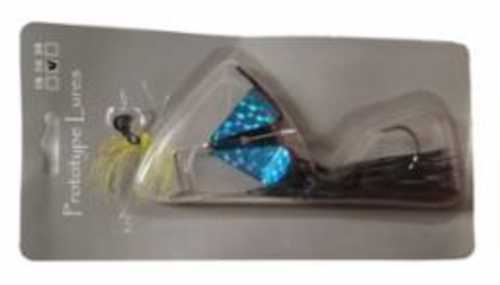 Prototype Lures Guerrilla Buzz 1/4oz Black With Blade Blue Prism Tape Model: Gb14-13