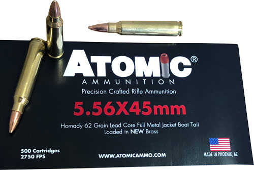 5.56mm Nato 62 Grain FMJ 500 Rounds Atomic Ammunition