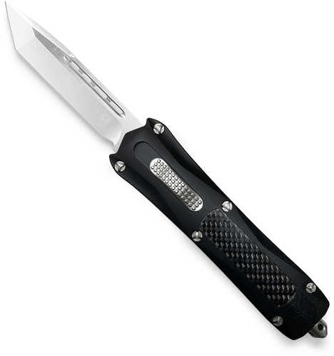 CobraTec Knives King 4" OTF Tanto Plain D2 Steel Blade Black Anodized Aluminum W/Carbon Fiber Inlay Handl