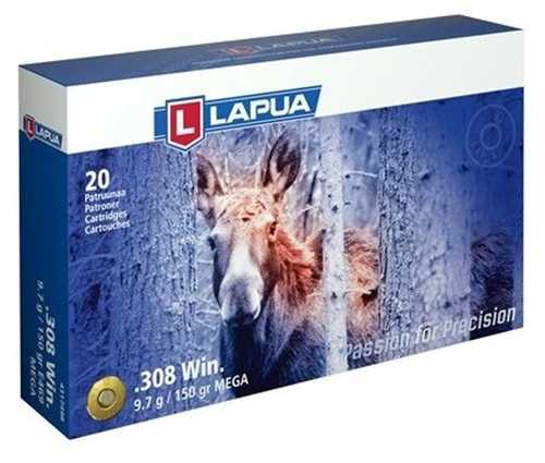 Lapua Rifle Ammo  308 Winchester 150Gr Mega Soft Point Bx/20