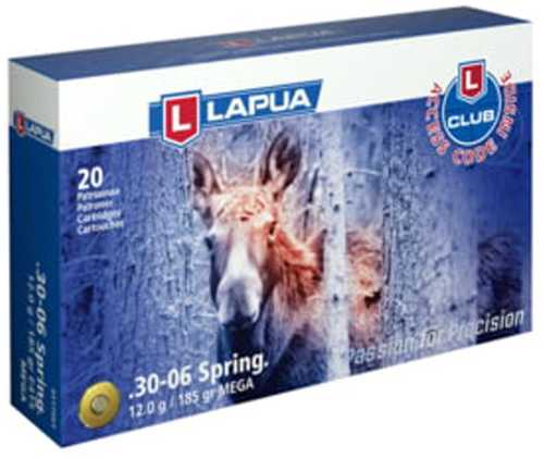 Lapua Rifle Ammo  30-06 Springfield 185Gr Mega Soft Point Bx/20