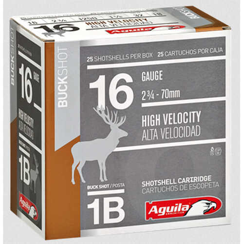 16 Gauge 2-3/4" Lead 1 Buck  1-1/8 oz 25 Rounds Aguila Shotgun Ammunition