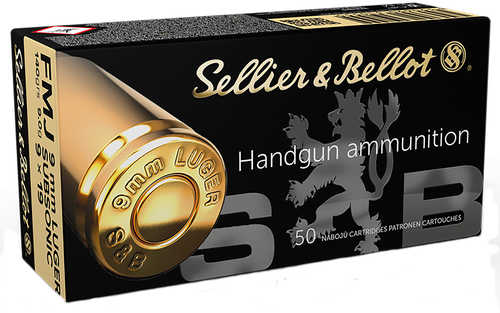 Sellier & Bellot 9mm Luger Subsonic 140 gr Full Metal Jacket (FMJ) Ammo 50 Round Box