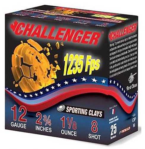 Challenger Sporting Clay 12 Ga 2 3/4" 1 1/8 Oz #8 Shotgun Ammo 250 Rounds