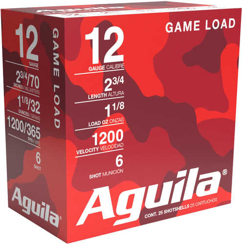 12 Gauge 2-3/4" Lead #6  1-1/8 oz 25 Rounds Aguila Shotgun Ammunition