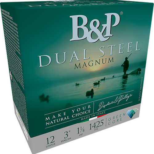 B&P Ammunition Dual Steel 12 Ga 3" 1-1/4oz # 2/3 Shot 10 Rounds Per Box