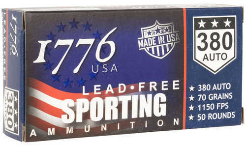 1776 USA Lead Free Sporting Pistol Ammo 380 ACP 70 gr. 50 Round Box