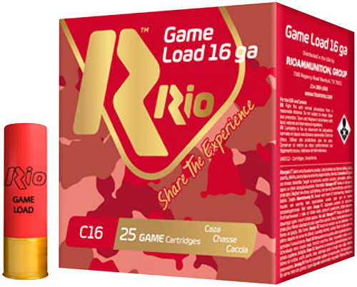 Rio Ammunition Game Load 16 Gauge 2 3/4" 1-1/8 Oz # 7.5 Shot 25 Per Box