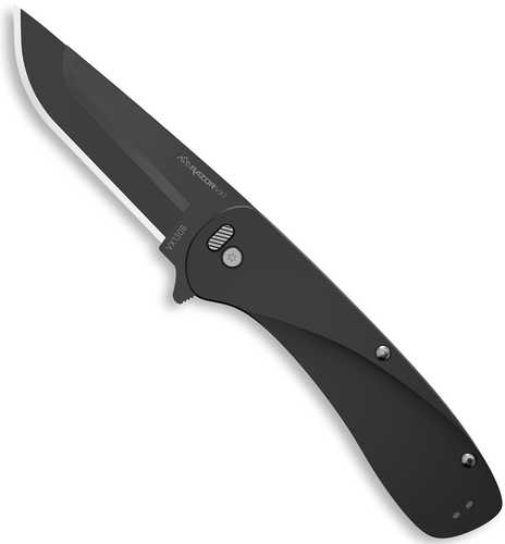 Outdoor Edge VX130B Razor VX1 EDC 3" Folding Plain Black Oxide 420J2 SS Blade, Black Anodized Aluminum Handle