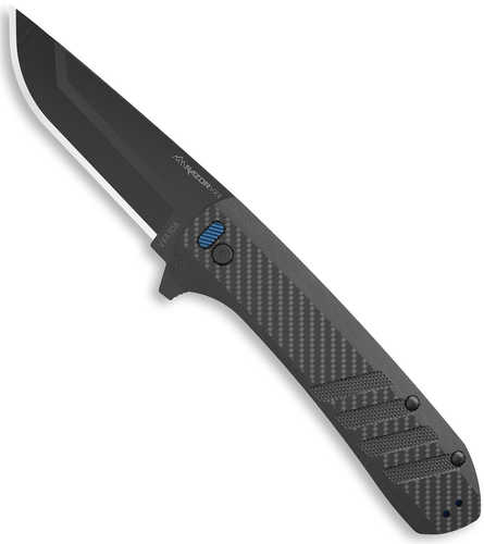 Outdoor Edge VX430A Razor VX4 EDC 3" Folding Drop Point Plain Black Oxide 420J2 SS Blade, Black Textured Carbon Fiber/G1