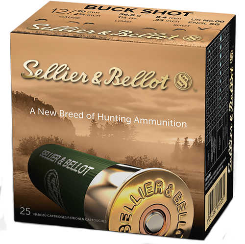 12 Gauge 2-3/4" Lead 00 Buck  12 Pellets 25 Rounds Sellier & Bello Shotgun Ammunition