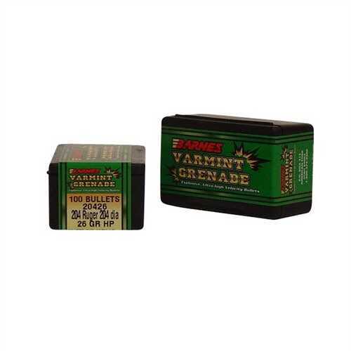 Barnes 20 Caliber 26 Grains Varmint Grenade .204" 100/Box