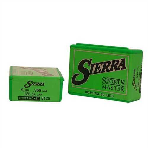 Sierra 9mm .355 Diameter 125 Grain Jacketed Hollow Cavity Sports Master 100 Count