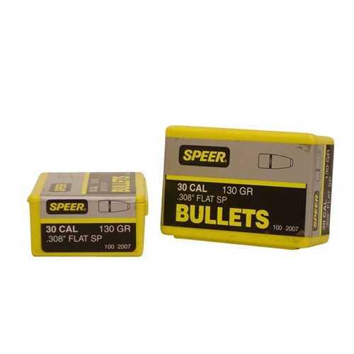 Speer Bullets 2007 Hot-Cor 30 Caliber .308 130 GR Soft Point Flat Nose (SPFN) 100 Box