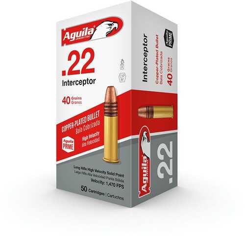 Aguila Interceptor Rimfire Ammunition .22 LR 40 Gr CPSP 1470 Fps 50/Rd